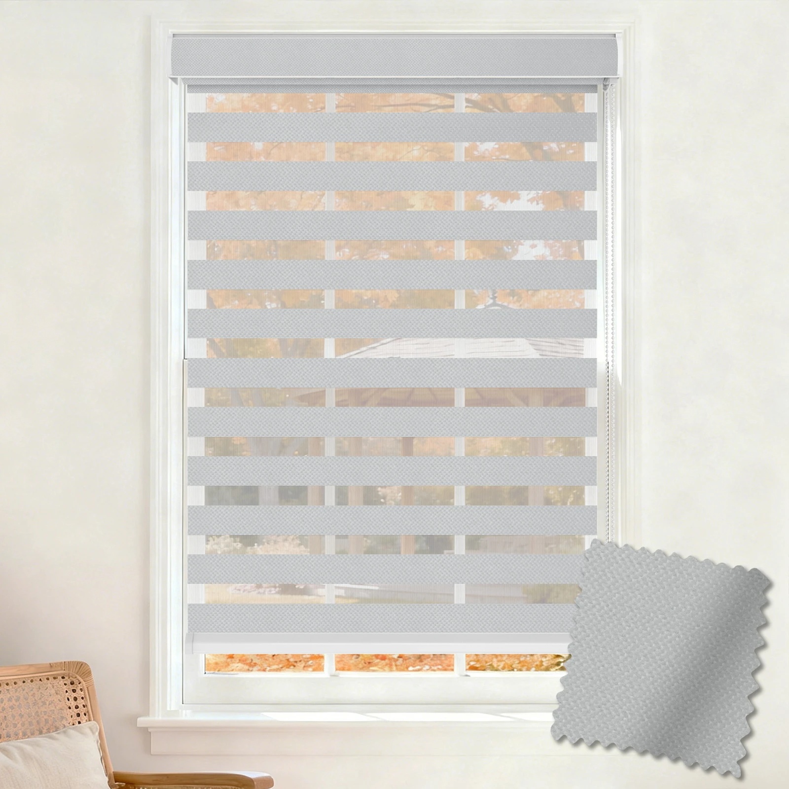 Modern Daylight Bead Chain Curved Fabric Casing Zebra Blind (A201)