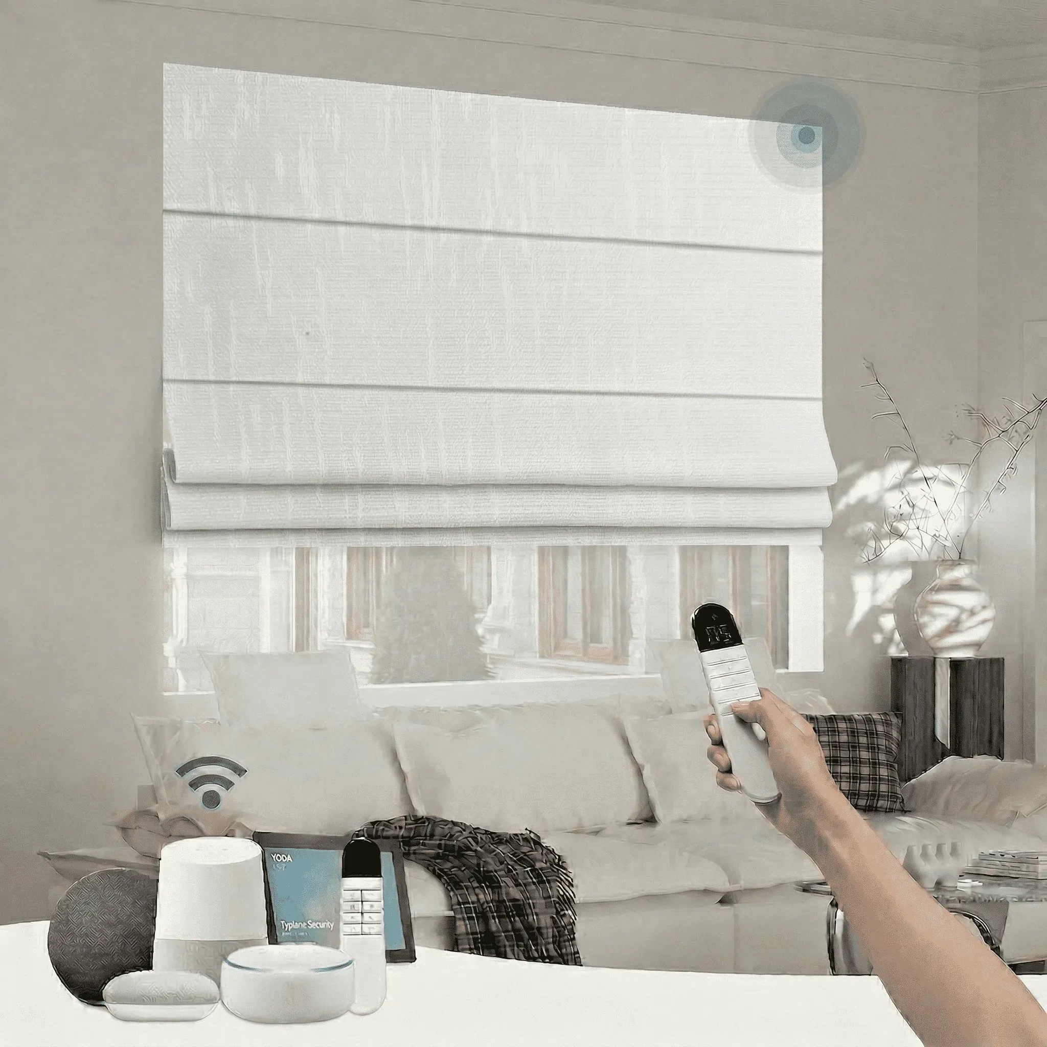 Motorized Roman Shade Cordless RM058