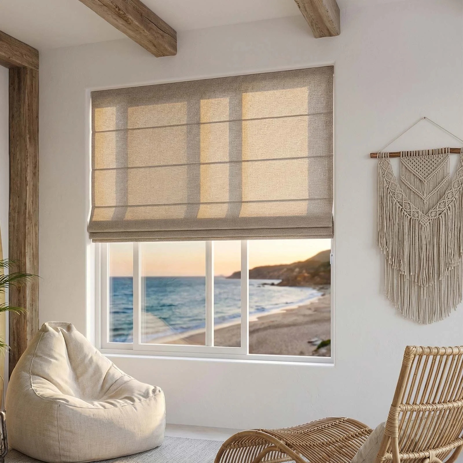 Semi-Sheer Cord Single Layer Roman Shade LM425