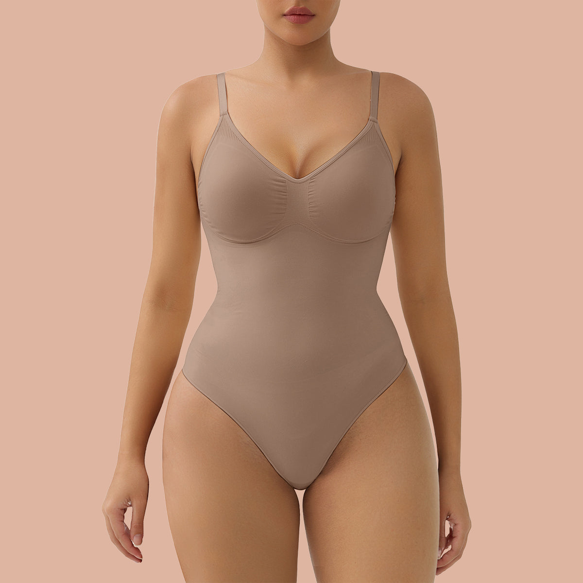 SHAPERX Briefs Tummy Control Bodysuit with Removable Pads – Sienna / L/XL-Plus