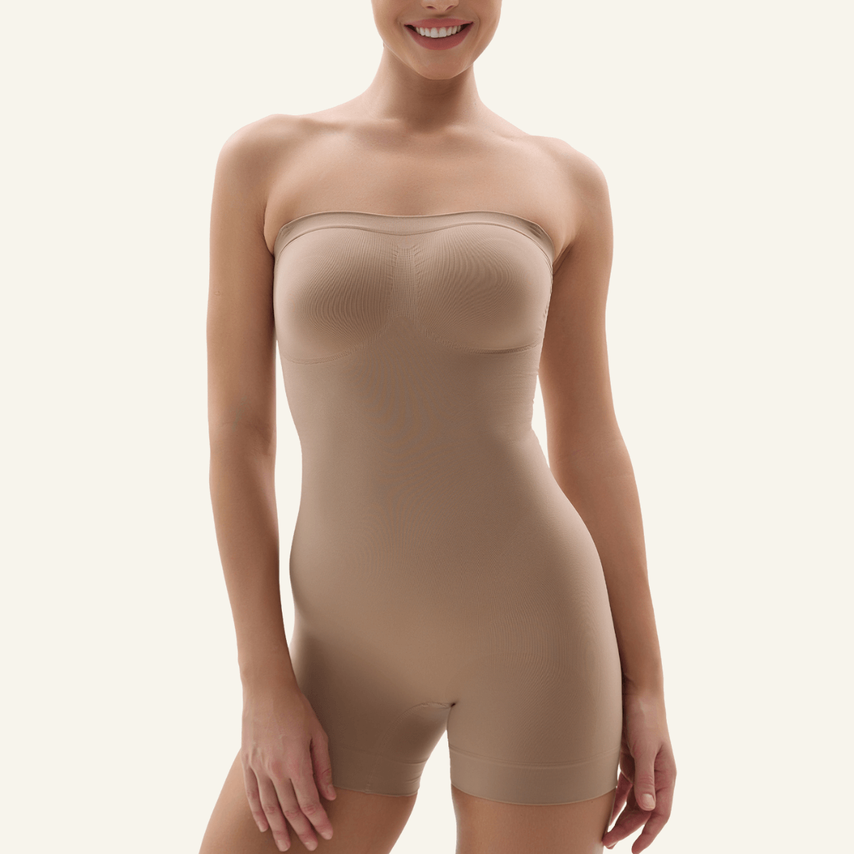 SHAPERX Seamless Short Bodysuit with Removable Straps – Sienna / 2XL/3XL
