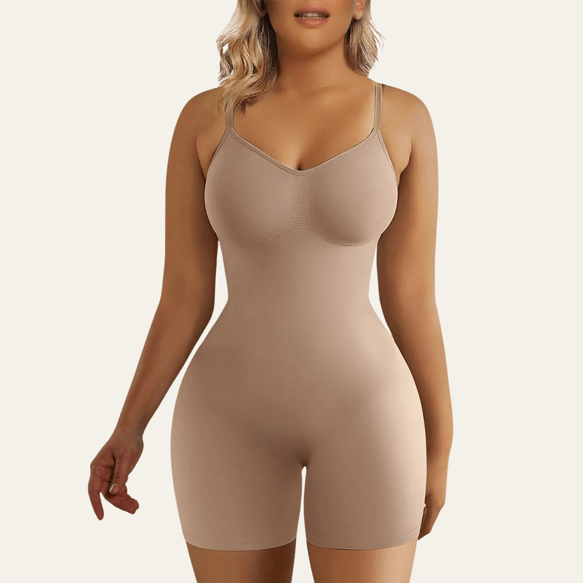 SHAPERX Seamless Adjustable Straps Tummy Control Shorts Bodysuit – Sienna / S/M