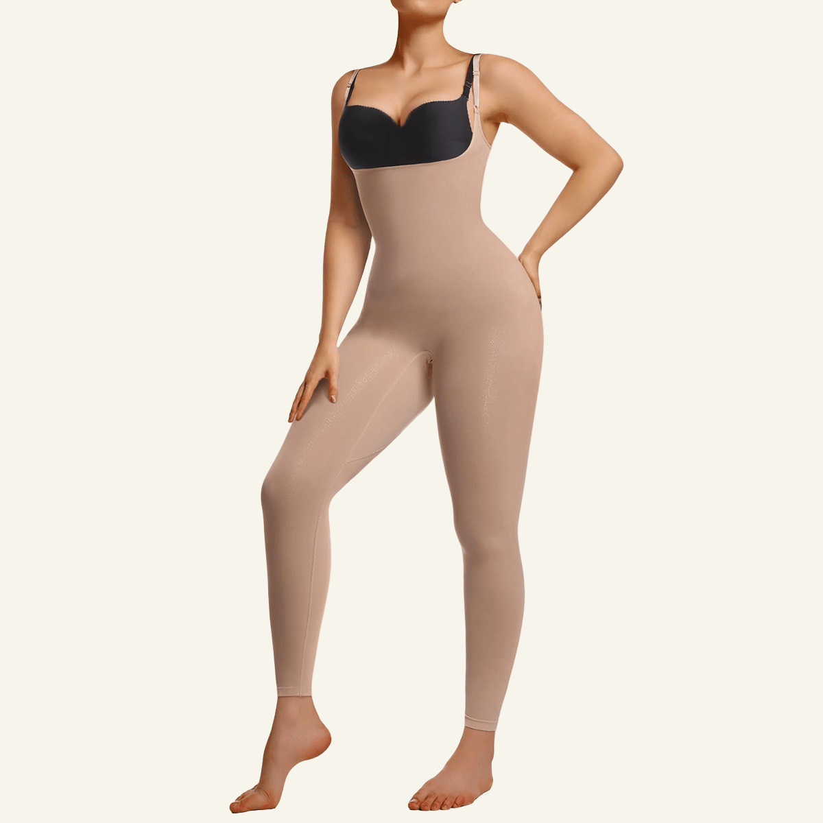 SHAPERX 3-in-1 Seamless Open-Bust Tummy Control Legging Bodysuit – Sienna / XXS/XS