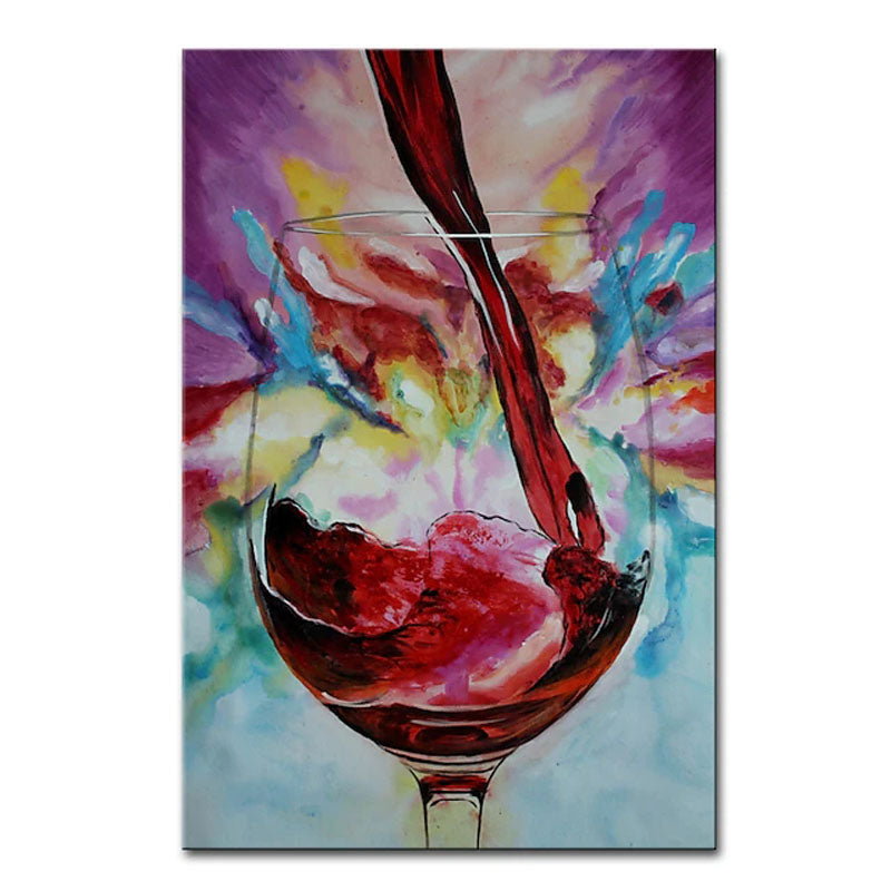 The Holy Wine-Abstract Colorful Red Wine Glass Oil Painting – Vibrant Wall Art for Kitchen & Dining Room Decor