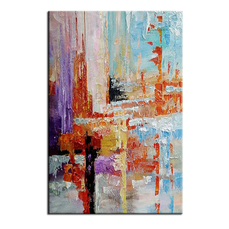 Contemporary Abstract Canvas: Colorful Layered Brushstrokes Wall Decor