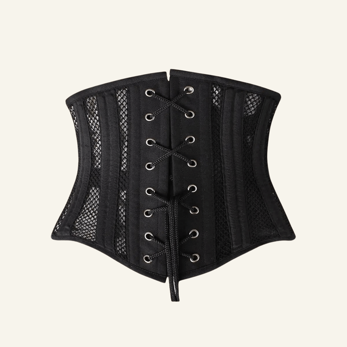 SHAPERX 26-Steel-Bones Mesh Corset Breathable Waist Trainer for Short Torso – Black / XS