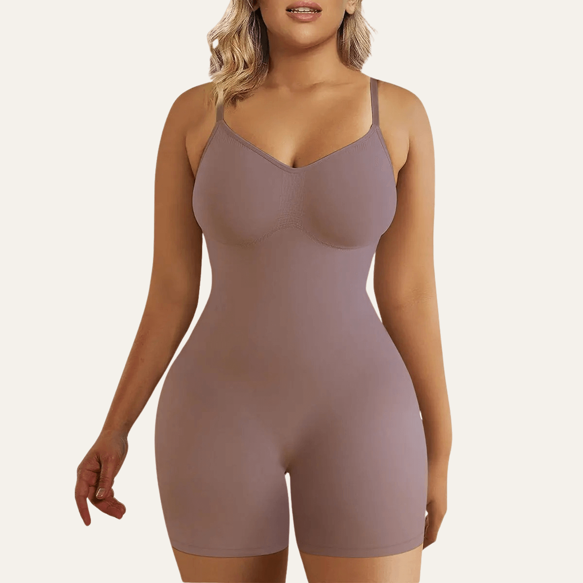 SHAPERX Seamless Adjustable Straps Tummy Control Shorts Bodysuit – Umber / XXS/XS