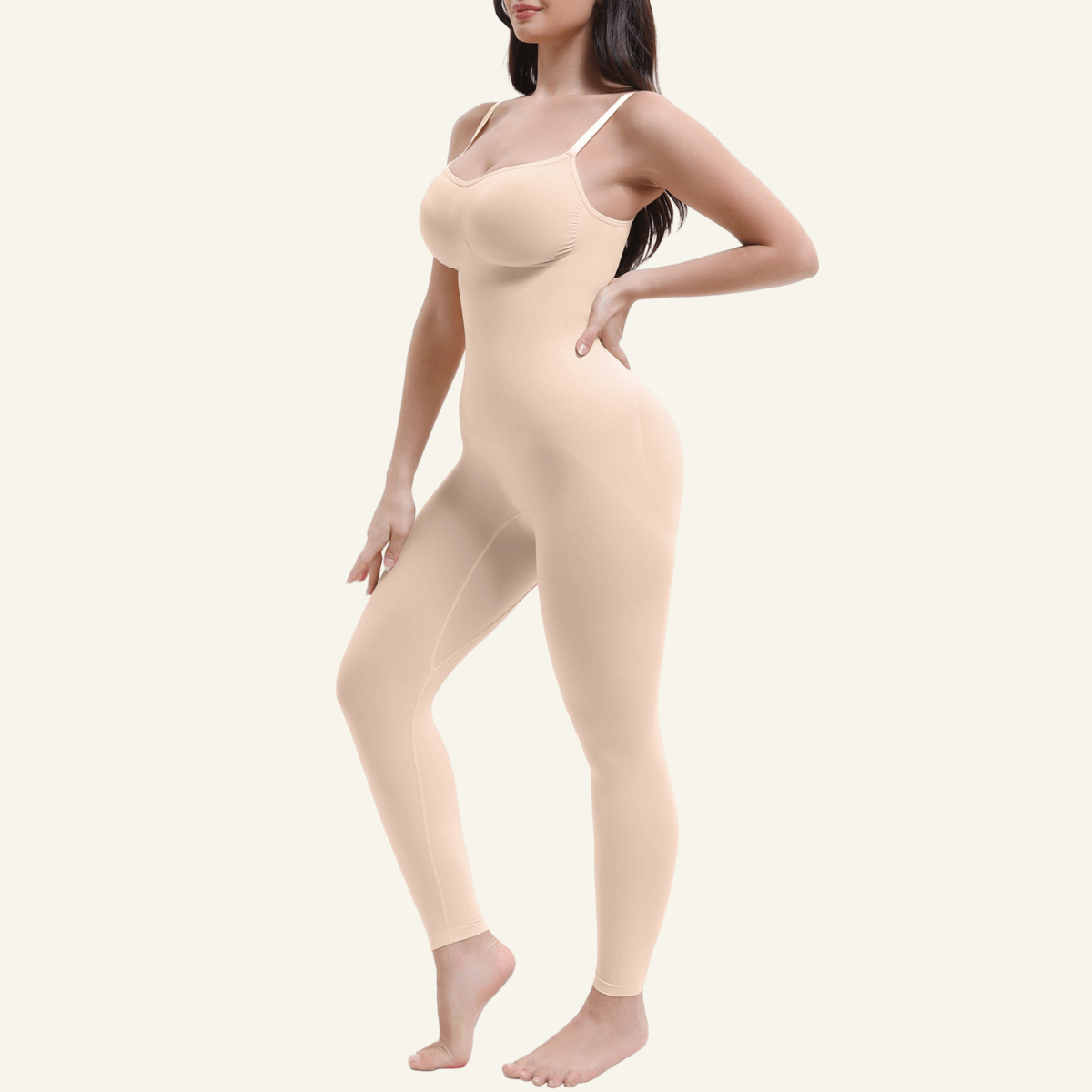 SHAPERX 3-in-1 Seamless Full Body Compression Legging Bodysuit – Beige / 2XL/3XL