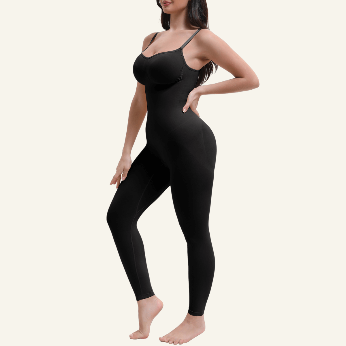 SHAPERX 3-in-1 Seamless Full Body Compression Legging Bodysuit – Black / L/XL