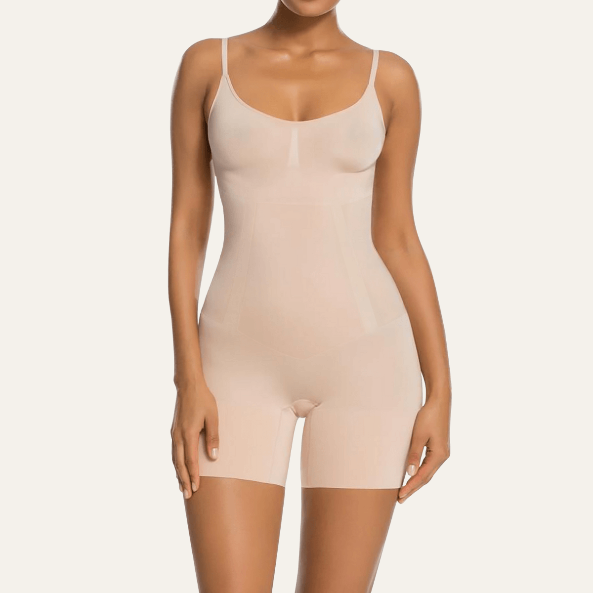 SHAPERX One-Piece Seamless Core-Sculpting Shorts Bodysuit – Beige / 2XL