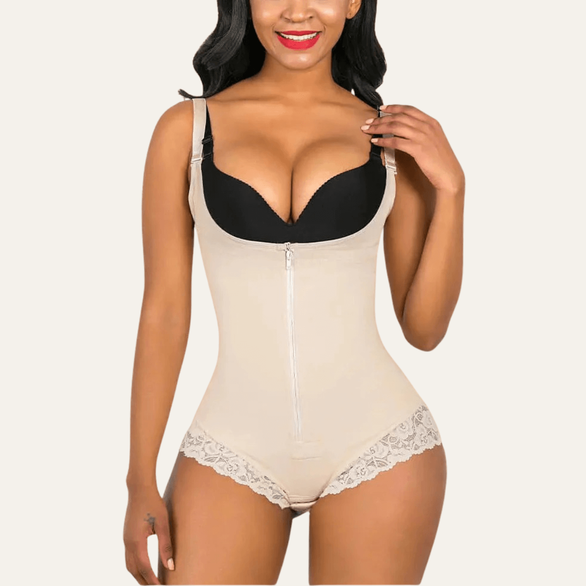 SHAPERX Colombian Firm Tummy Control Faja with Zip & Hooks – Beige / L
