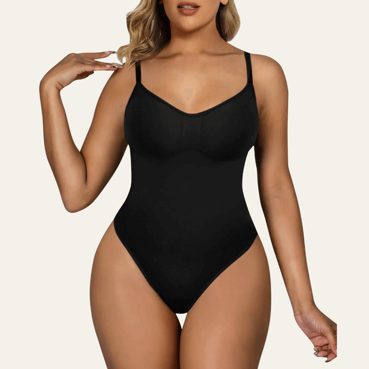SHAPERX Seamless Adjustable Straps Tummy Control Brief Bodysuit – Black / L/XL