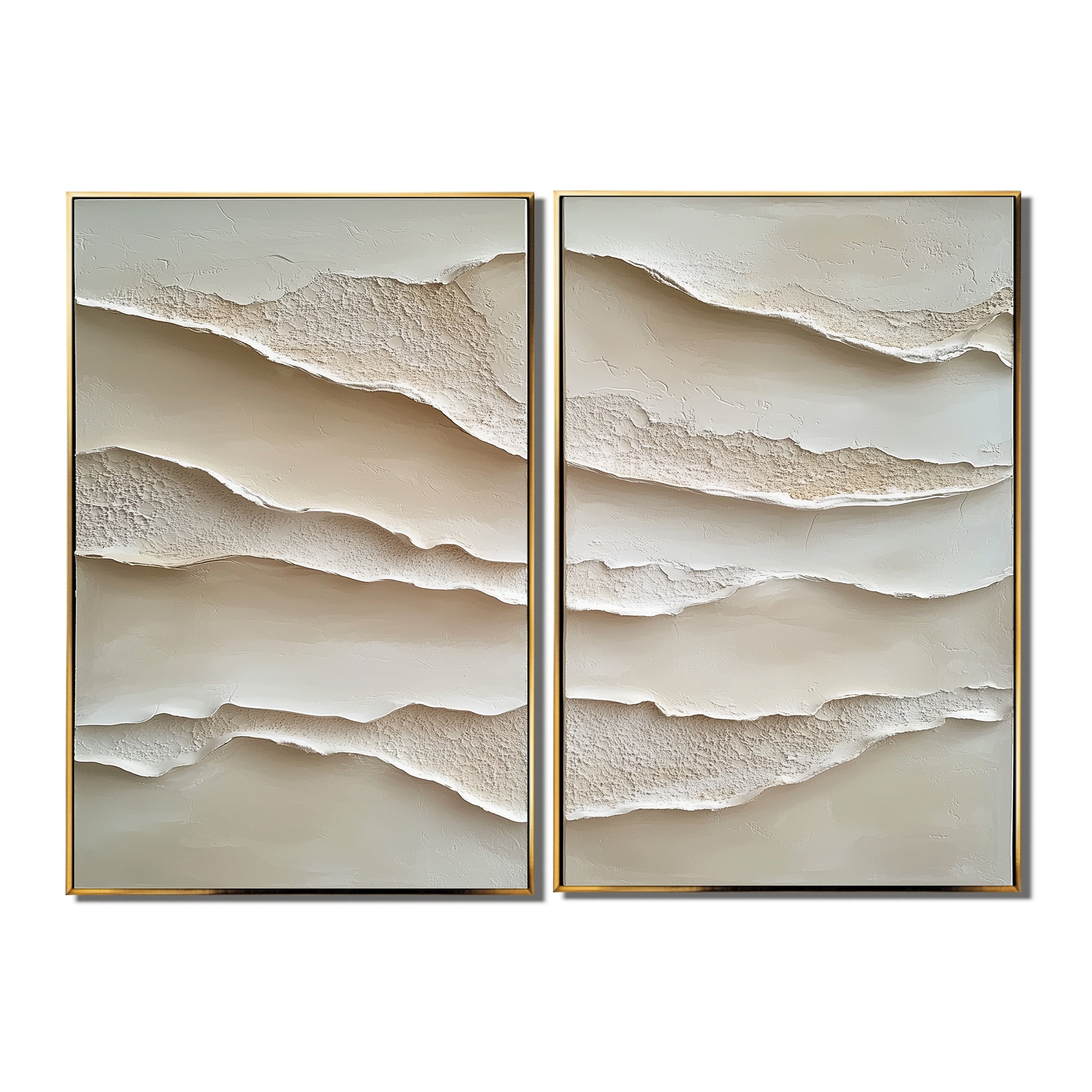 Serene Layers: Textured Dual Minimalist Layered Art for Modern Living Room or Bedroom Decor