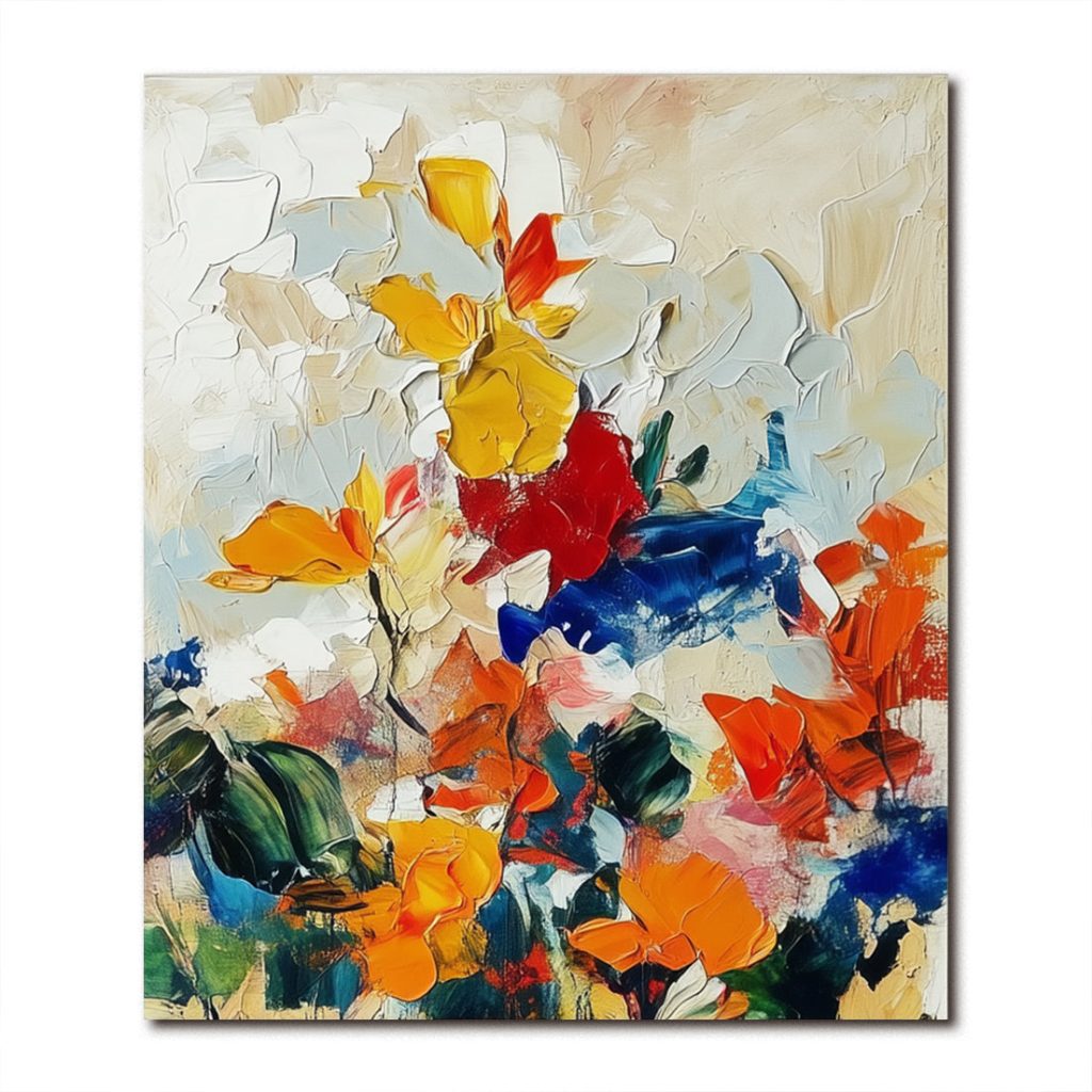 Floral Serenade -Colorful Abstract Floral Oil Painting, Textured Flower ...