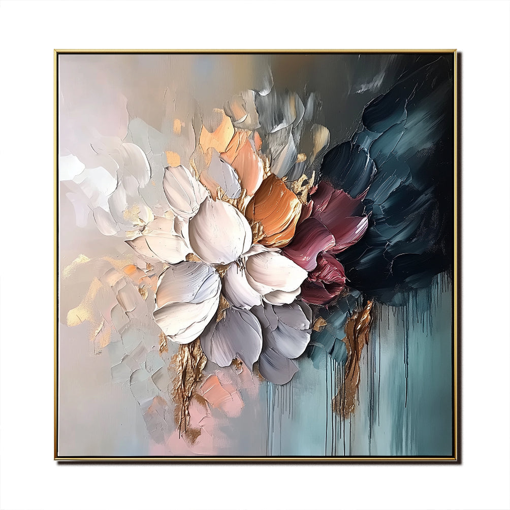 Petal Serenity – Palette Knife Floral Oil Painting for Modern Home Decor