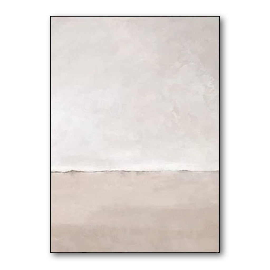 Ethereal Calmscape-Minimalist Vertical Textured Oil Painting in Soft Neutrals