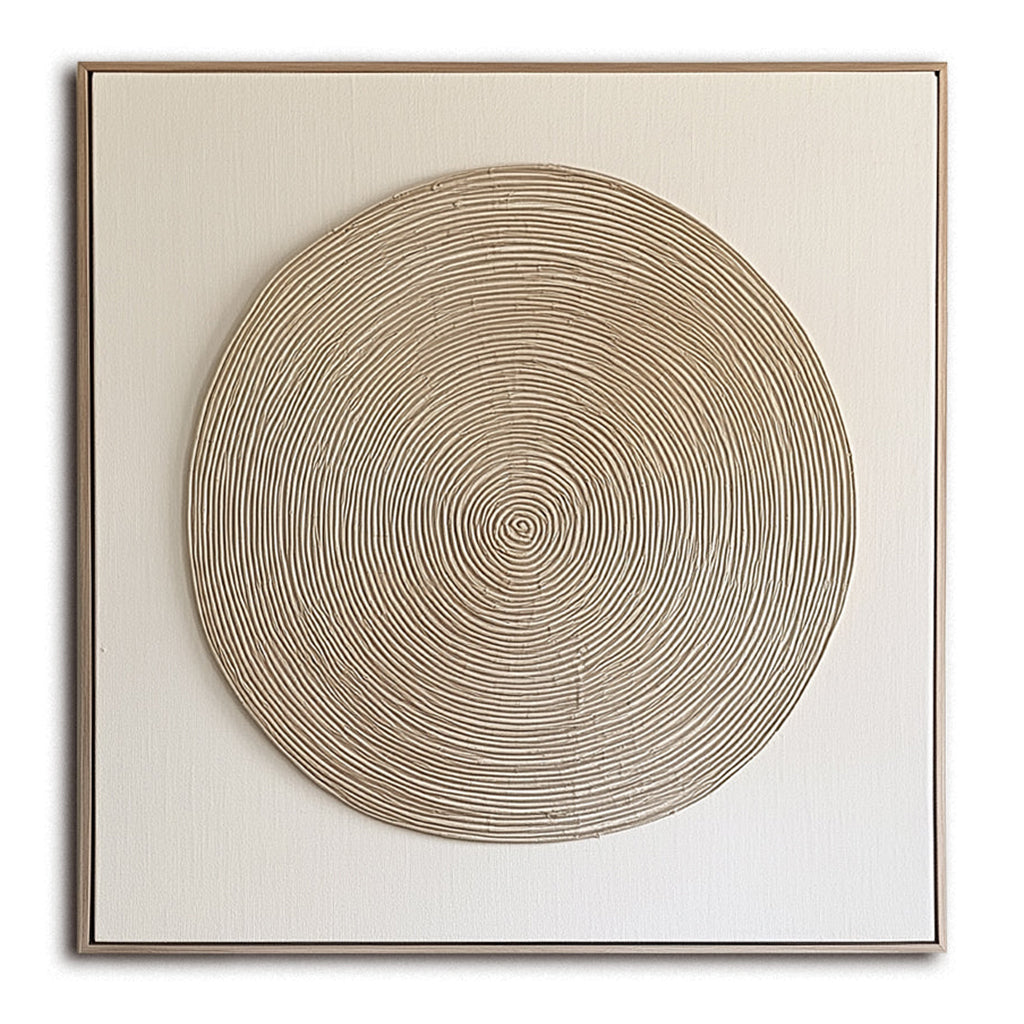 Circle of Calm – Textured Circular Pattern Wall Art, Minimalist Framed Abstract Art for Home Decor