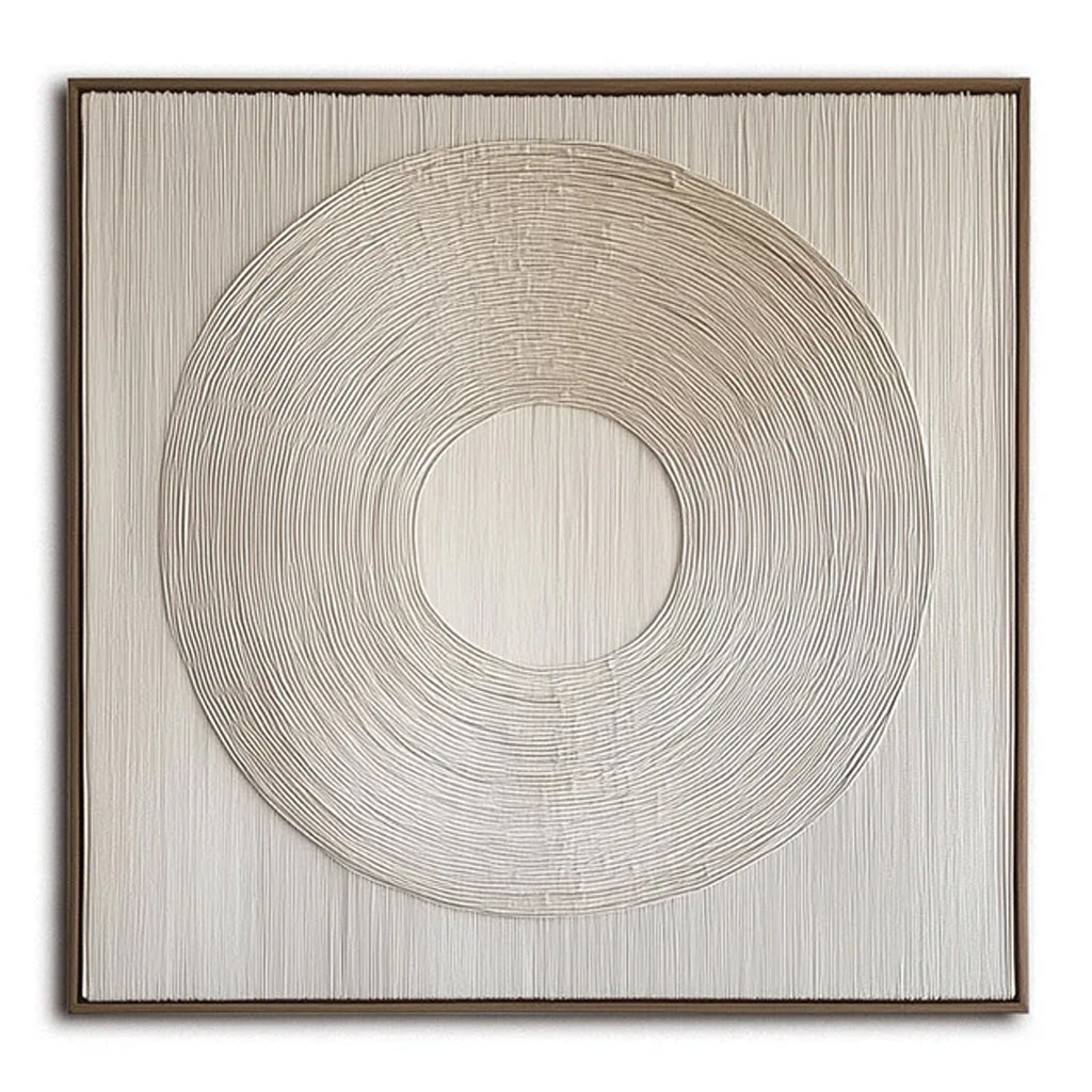 Ethereal Circles-Textured Circular Pattern Framed Wall Art , Minimalist Abstract Decor for Home