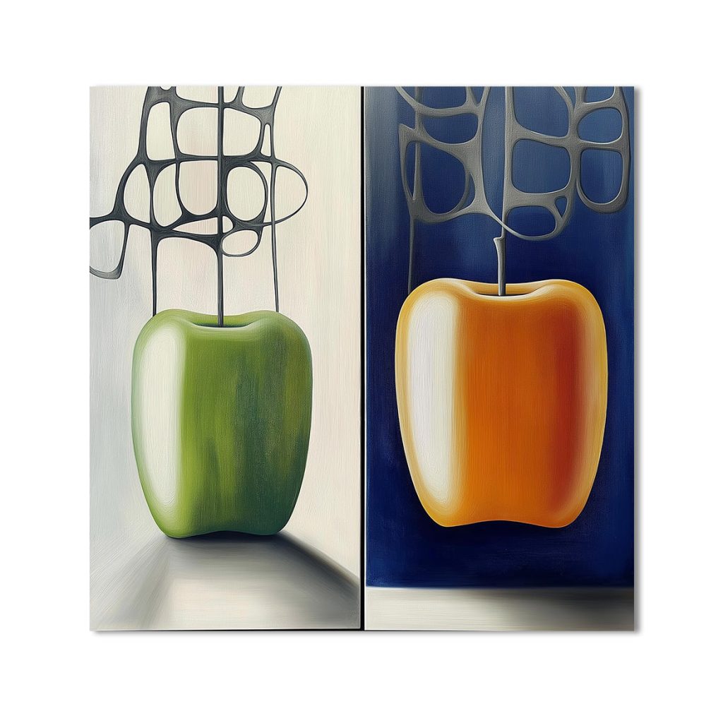 Gravity of Fruit – Abstract Apple Oil Painting Modern Minimalist Wall ...