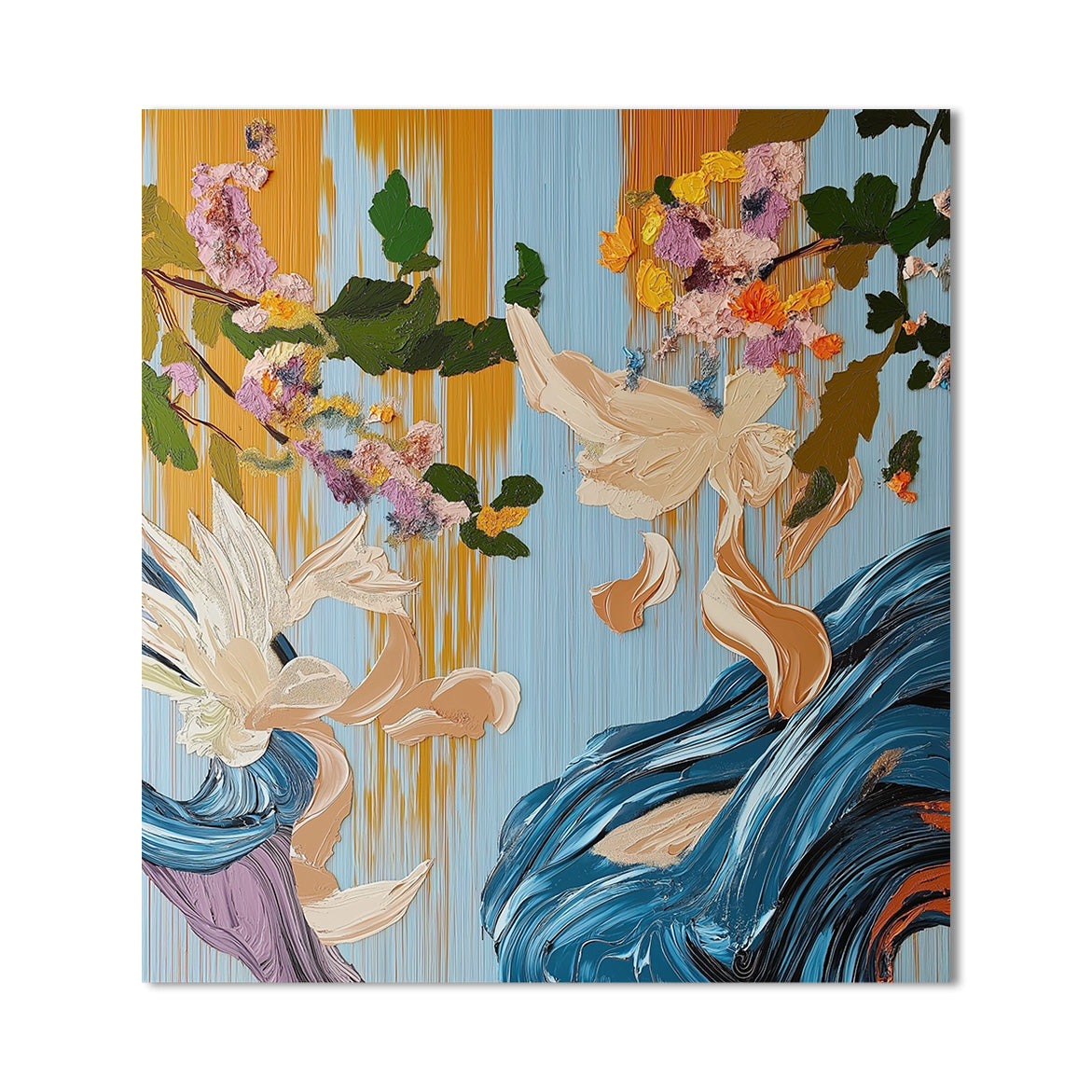 Whispers in Bloom – Textured Abstract Floral Oil Painting Large Hand-Painted Canvas Art