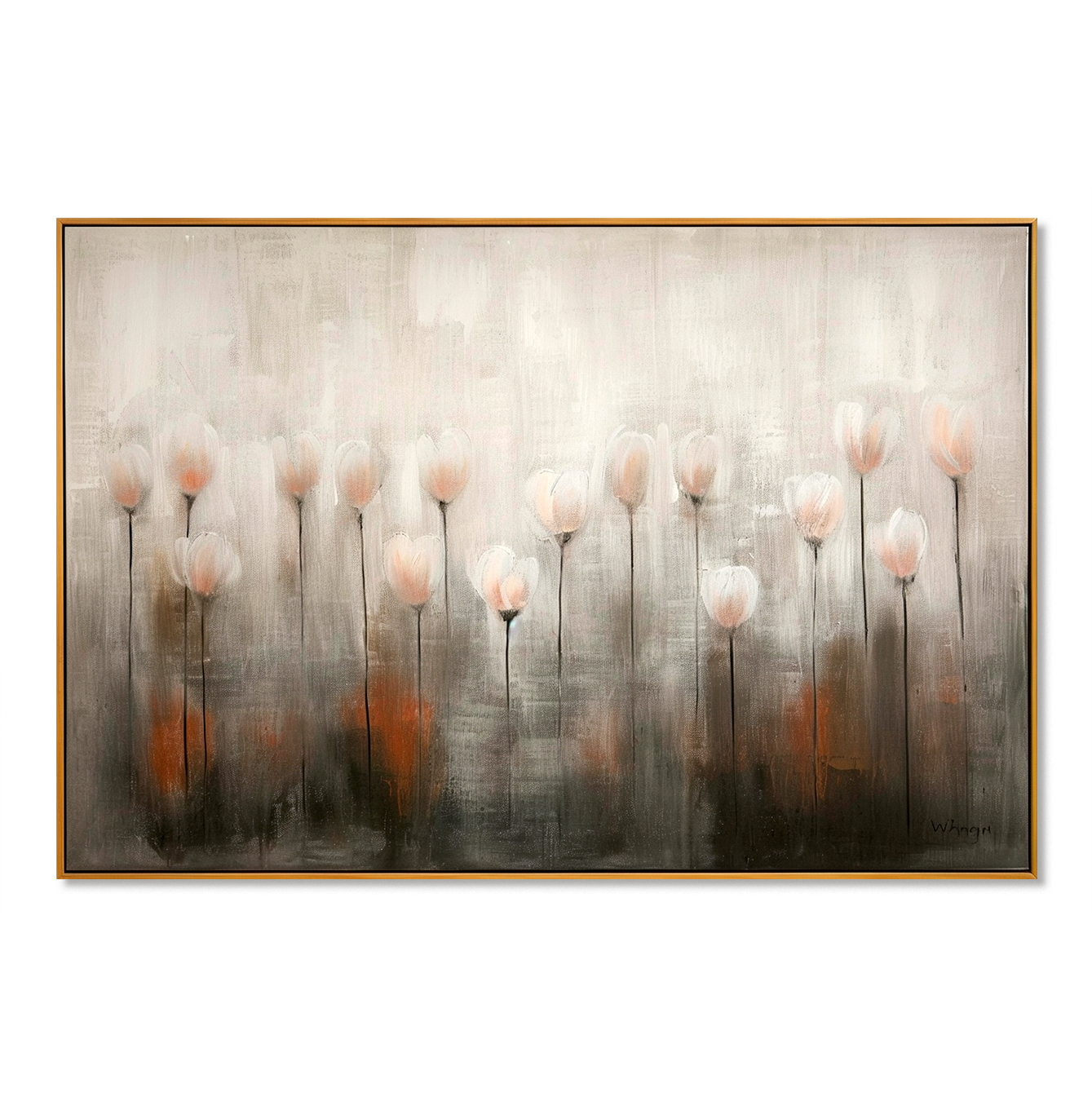 Whispering Tulip Field – Modern Minimalist Floral Oil Painting